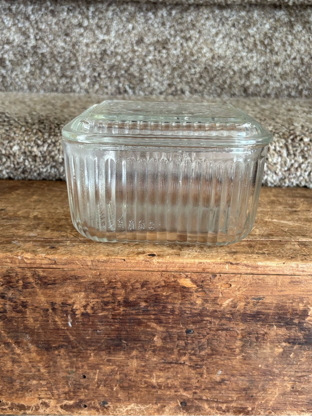 Clear Glass Ribbed Storage Dish with Lid - Transparent